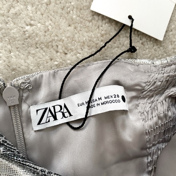 Silver, ruched mini Zara dress - Picture 6 of 9